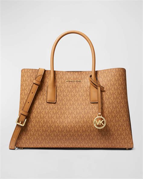 michael kors jacquard monogram large brown satchels|Michael Kors black.